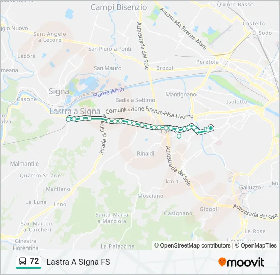 72 Bus Line Map