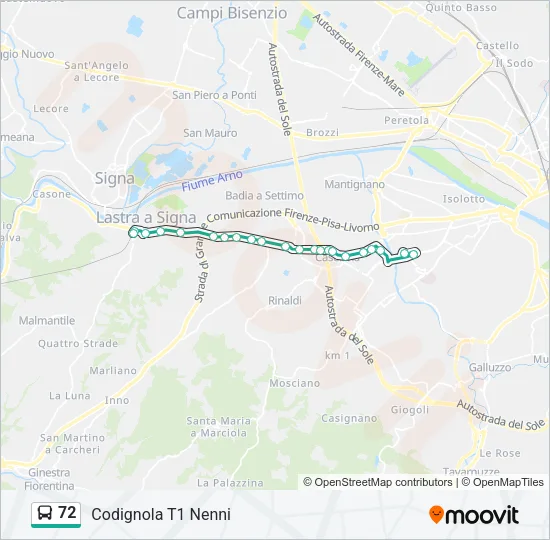 72 Bus Line Map
