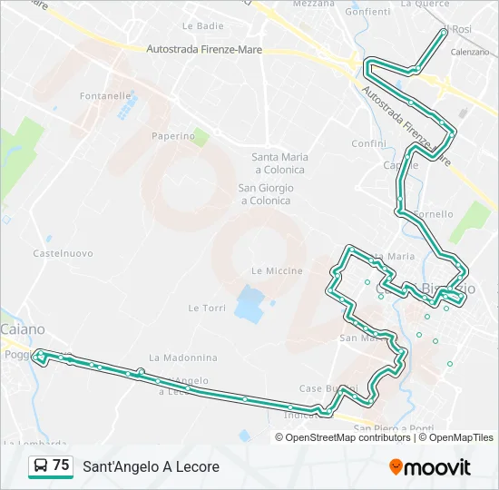 75 Bus Line Map