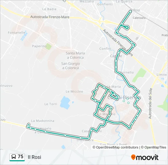 75 Bus Line Map