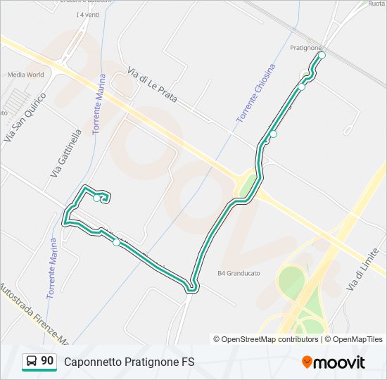 90 bus Line Map