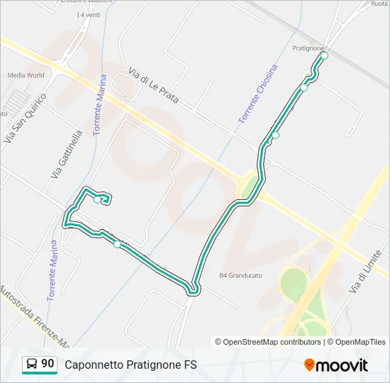 90 Bus Line Map
