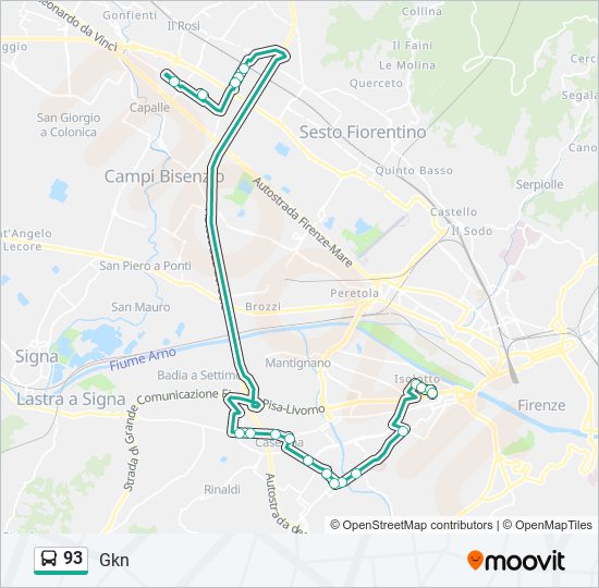 93 bus Line Map