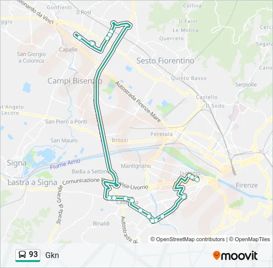93 Bus Line Map