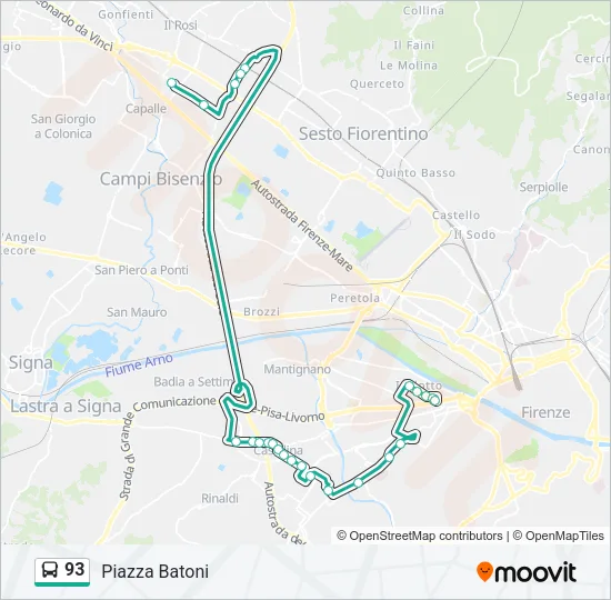 93 Bus Line Map
