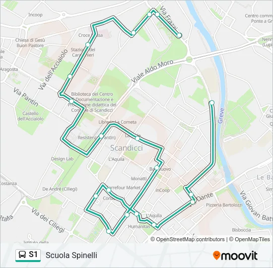 Percorso linea bus S1