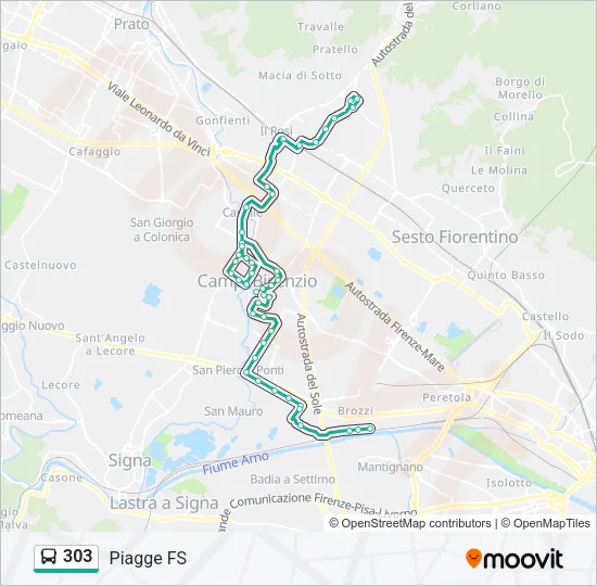 303 Bus Line Map