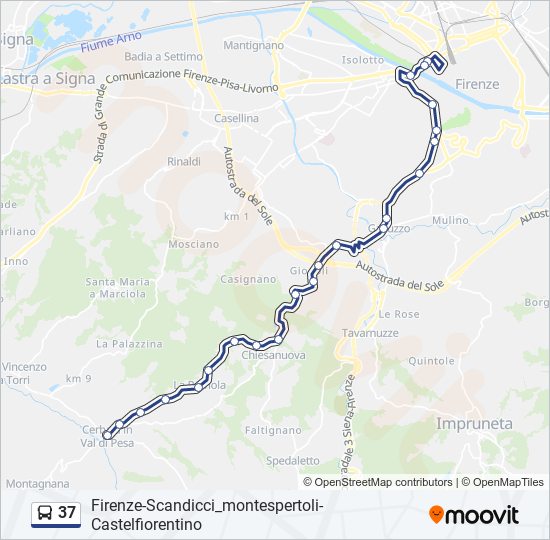 Linea 37 orari fermate e mappe 37 Cerbaia Piazza Monumento