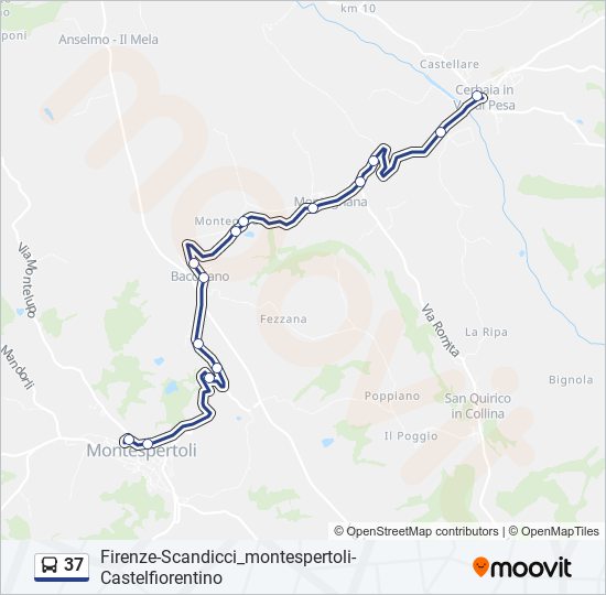 Percorso linea bus 37