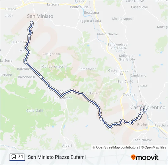 71 Bus Line Map