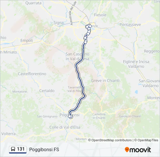 Percorso linea bus 131
