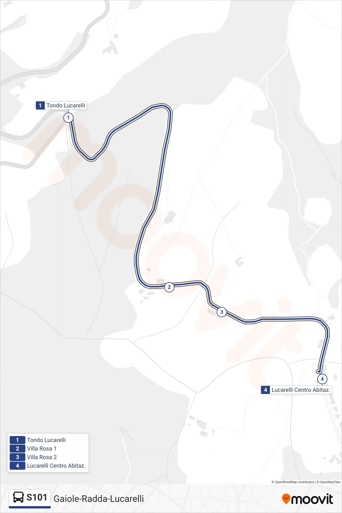 Linea S101 bus (Lucarelli Capolinea) - Percorsi e fermate sulla mappa