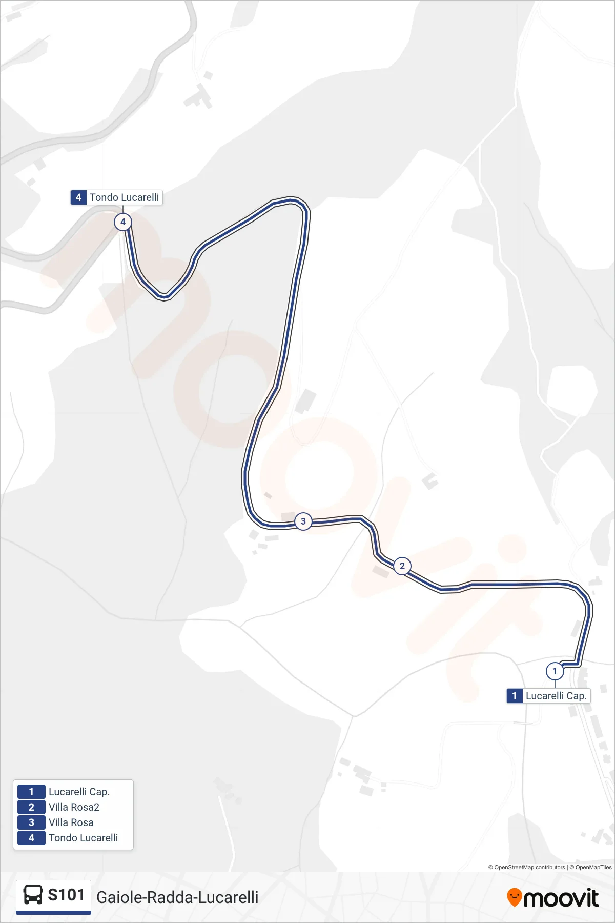 Linea S101 bus (Tondo Lucarelli) - Percorsi e fermate sulla mappa