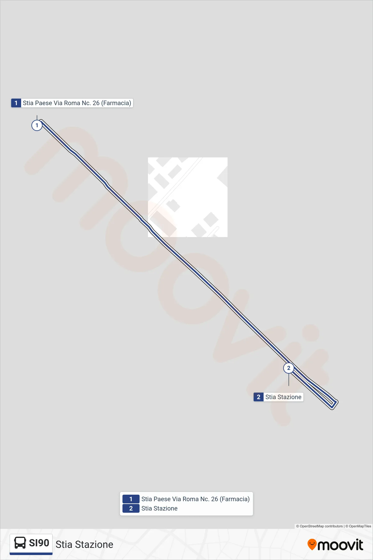 Linea SI90 bus (Stia Stazione) - Percorsi e fermate sulla mappa