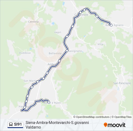 Percorso linea bus SI91