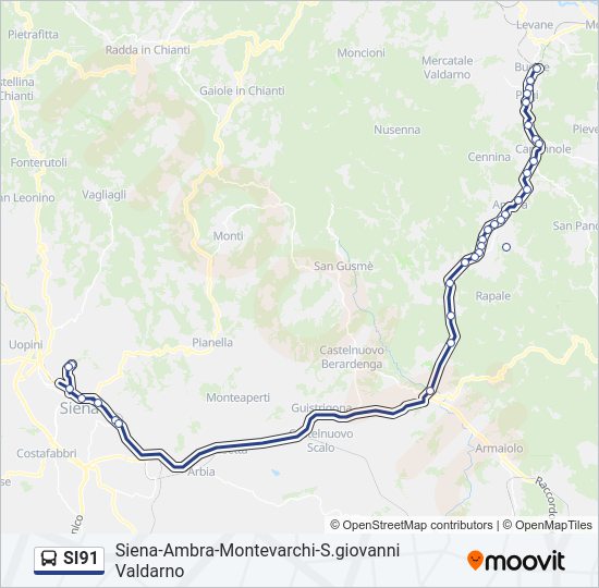 Percorso linea bus SI91