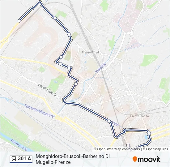 301 A Bus Line Map