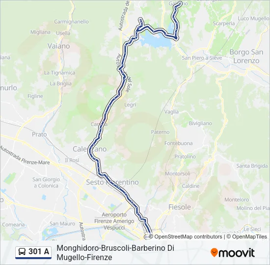 301 A Bus Line Map