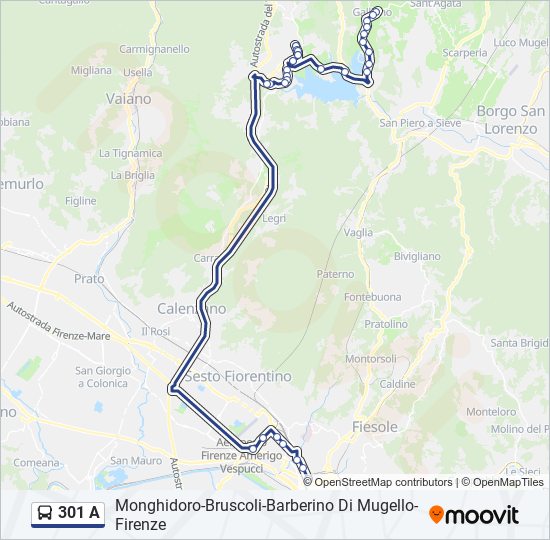 301 A bus Line Map