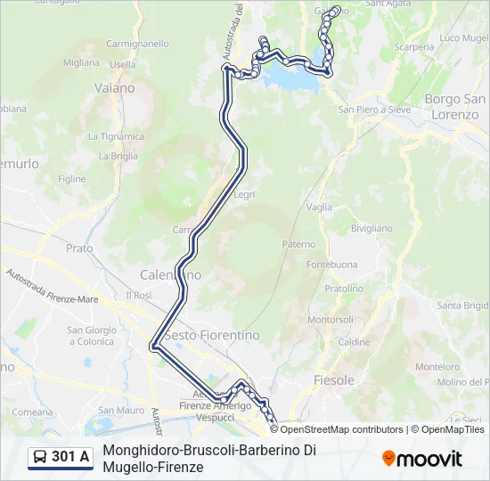 301 A Bus Line Map