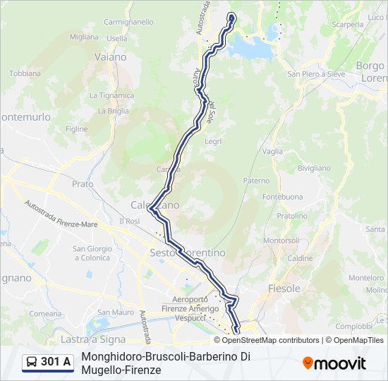 Percorso linea bus 301 A