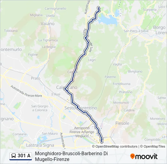 301 A Bus Line Map