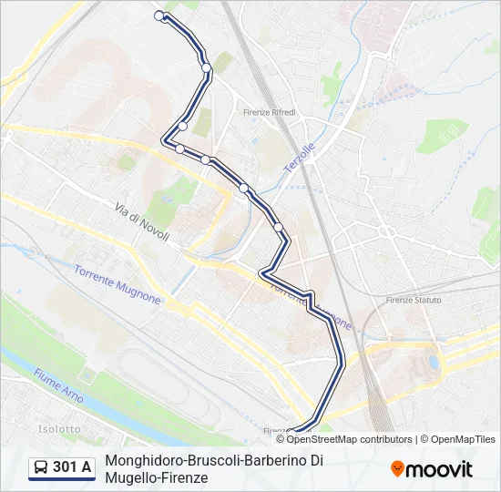 301 A Bus Line Map