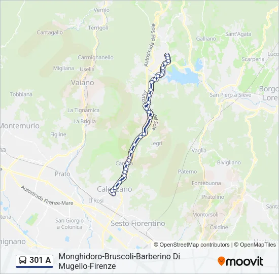 301 A Bus Line Map