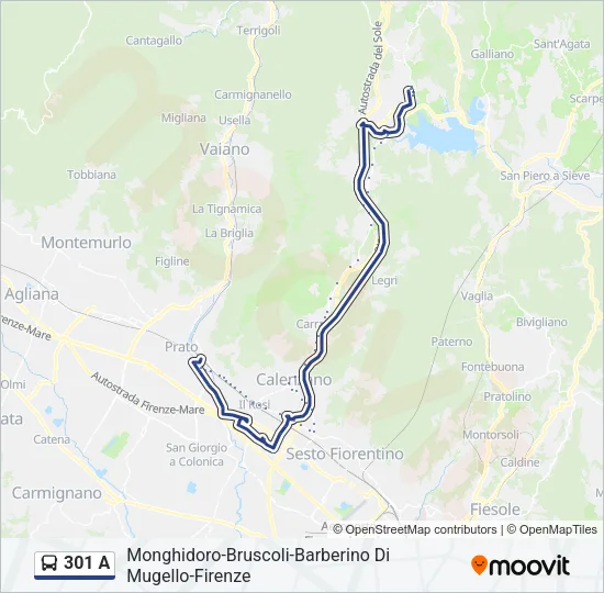 301 A Bus Line Map