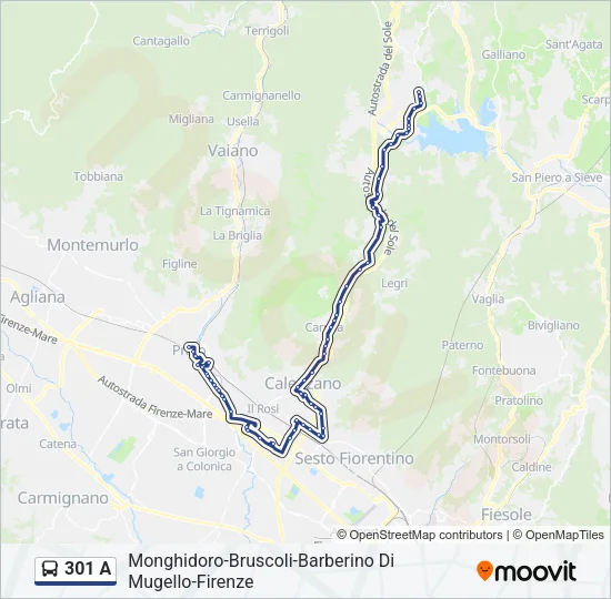 301 A Bus Line Map