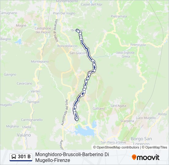 301 B bus Line Map