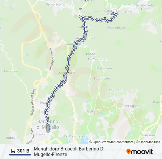 301 B Bus Line Map