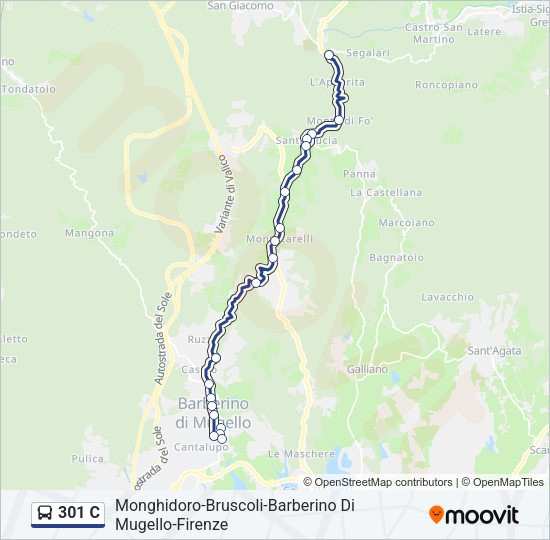 Percorso linea bus 301 C