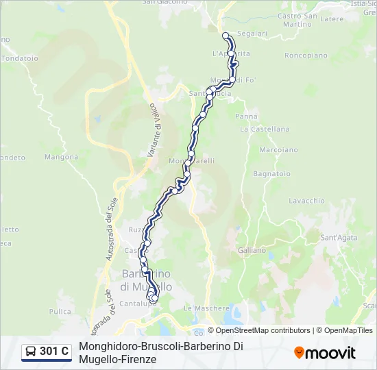 Percorso linea bus 301 C