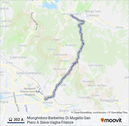 302 A Bus Line Map