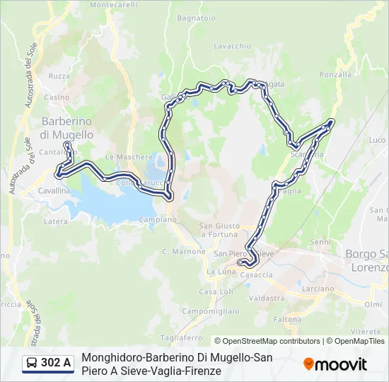 302 A Bus Line Map