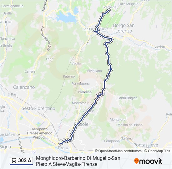 Percorso linea bus 302 A