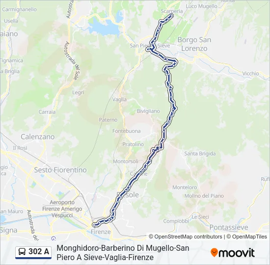 302 A Bus Line Map