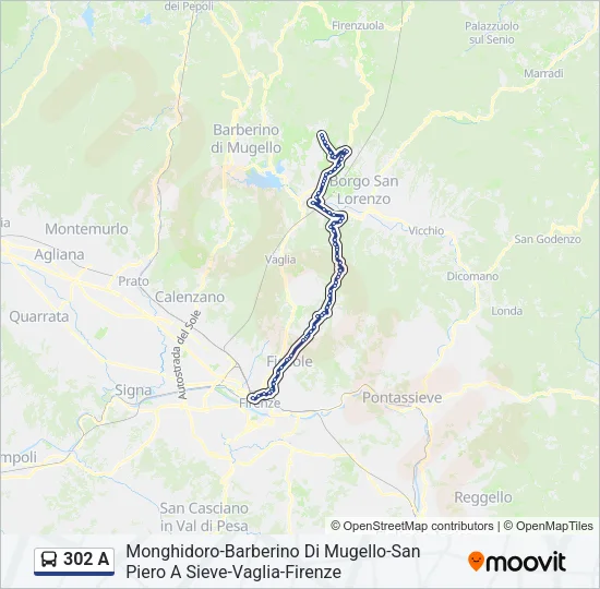 302 A Bus Line Map