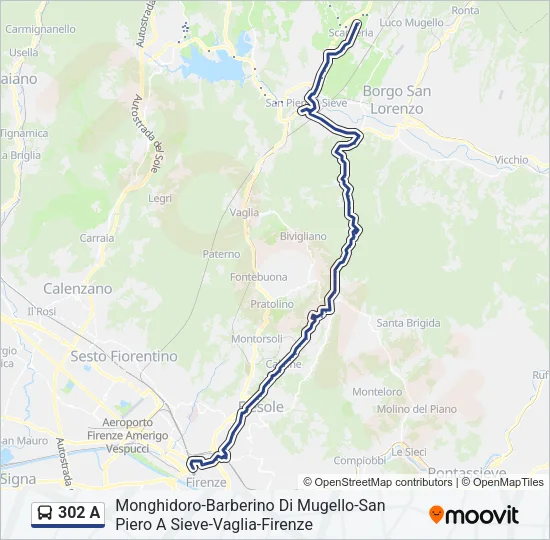 302 A Bus Line Map