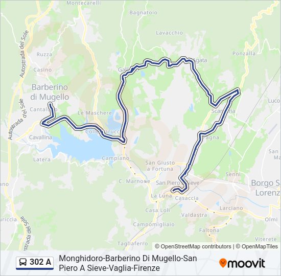 Percorso linea bus 302 A