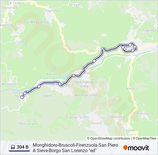 Percorso linea bus 304 B