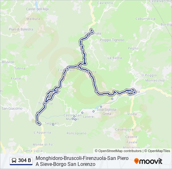 Percorso linea bus 304 B