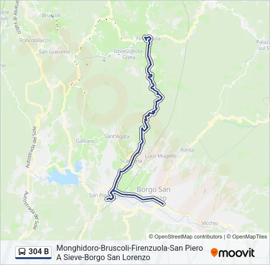 304 B Bus Line Map