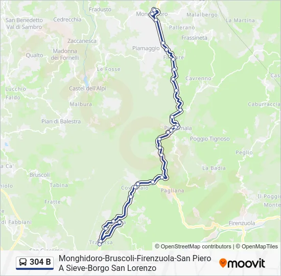 304 B Bus Line Map