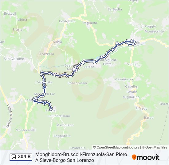 Percorso linea bus 304 B