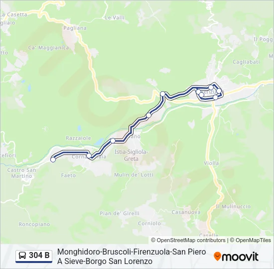 304 B Bus Line Map