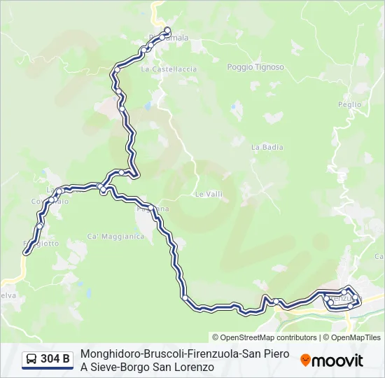 304 B Bus Line Map