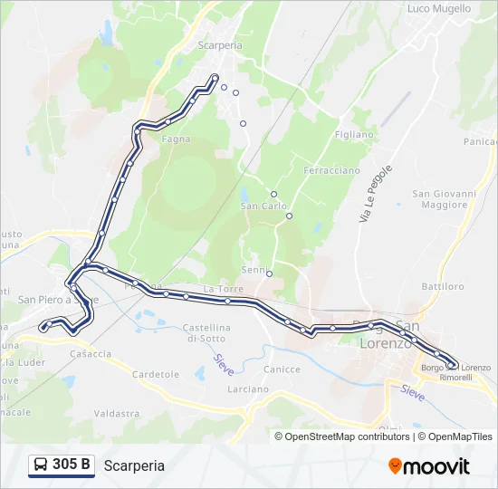 305 B Bus Line Map