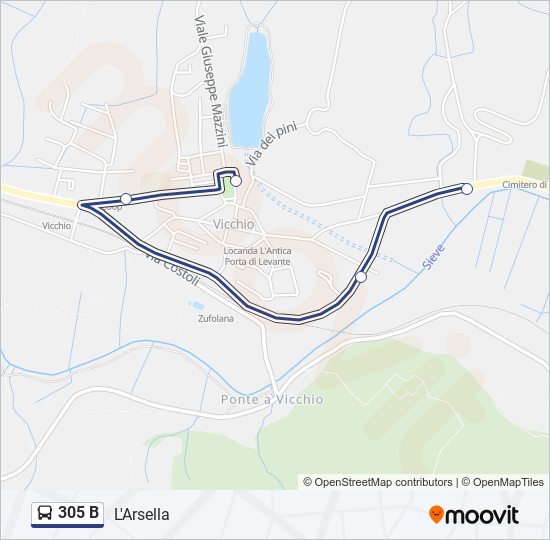 305 B bus Line Map